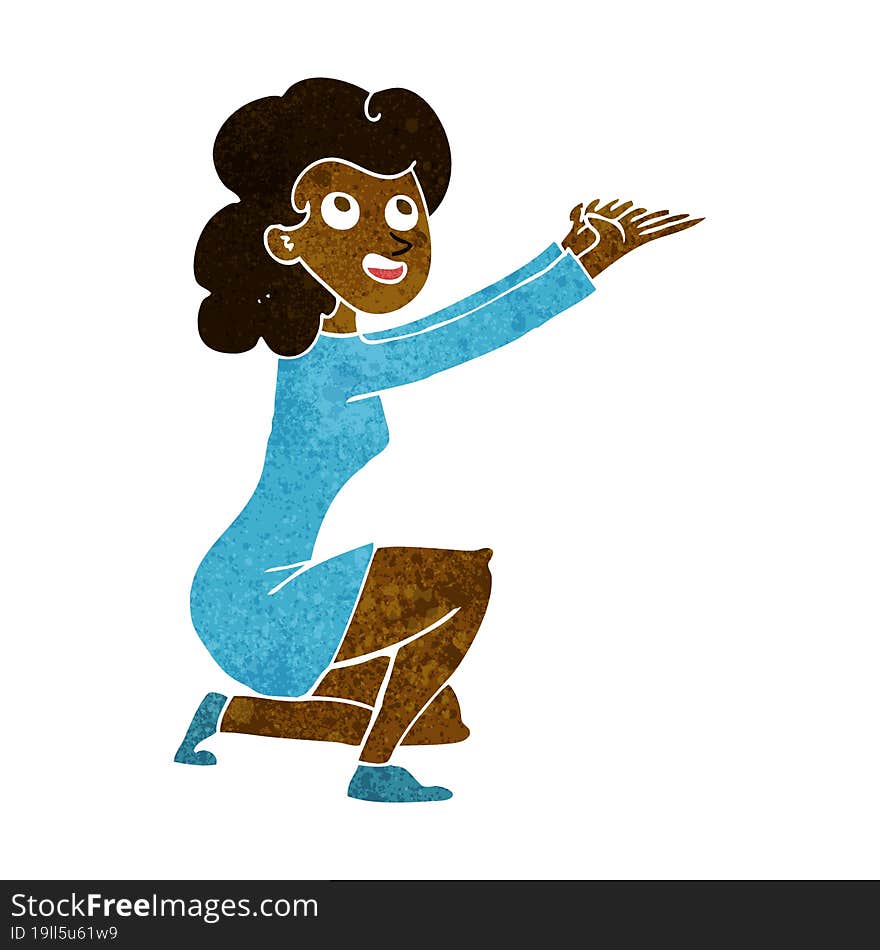 Cartoon Woman Presentation Gesture