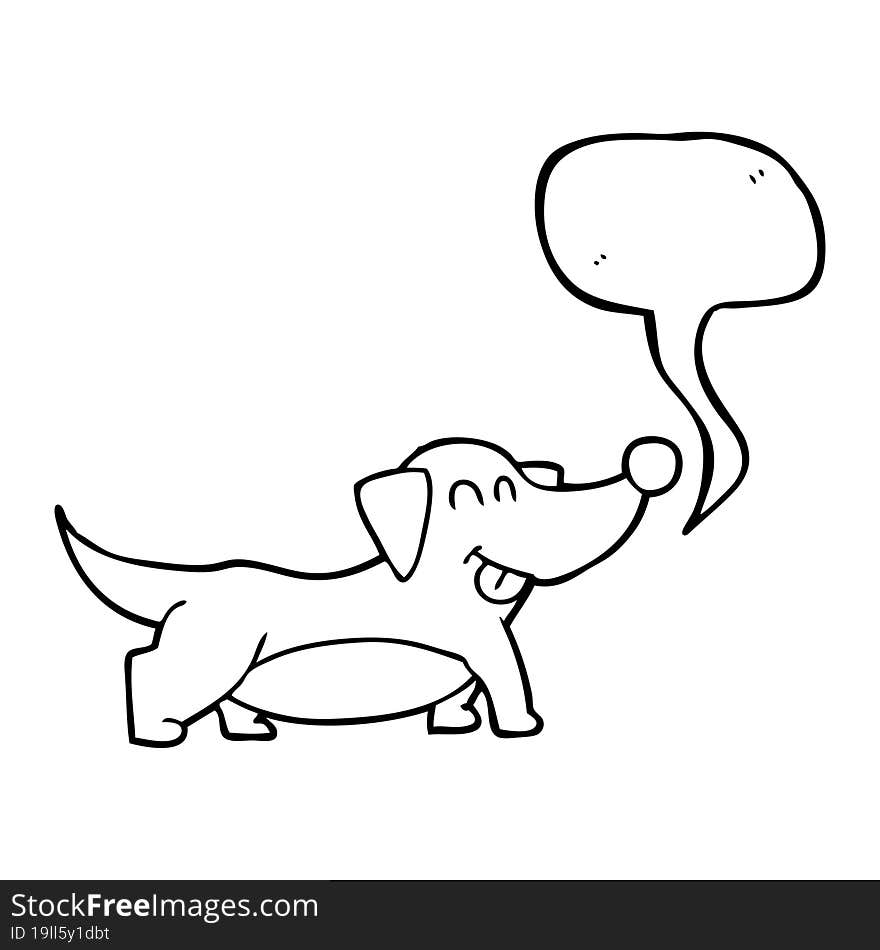 freehand drawn speech bubble cartoon happy little dog