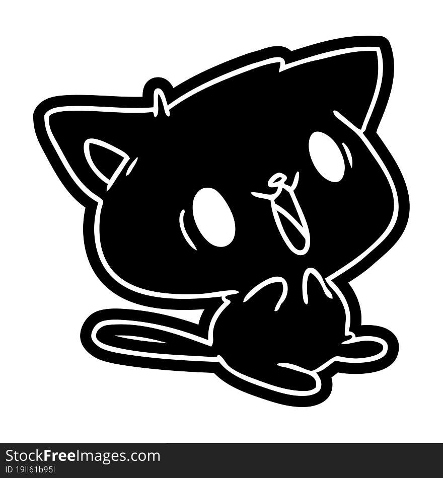 Cartoon Icon Of Cute Kawaii Cat