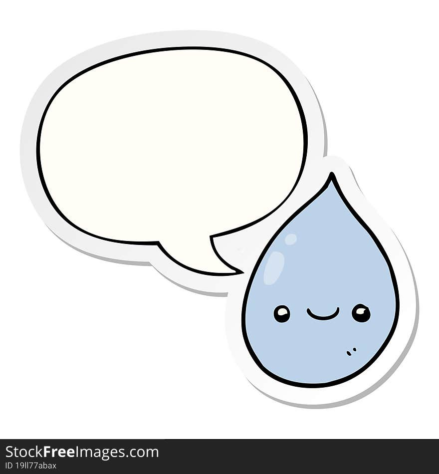 Cartoon Raindrop And Speech Bubble Sticker