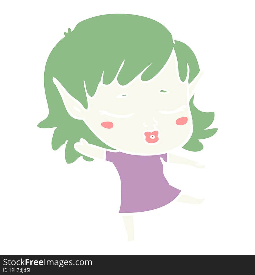 pretty flat color style cartoon elf girl