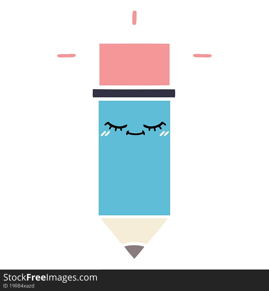 flat color retro cartoon of a pencil