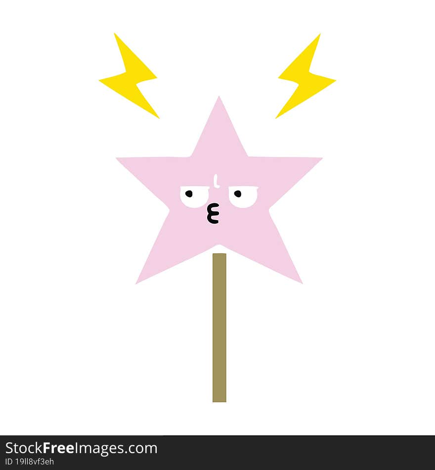 flat color retro cartoon magic wand