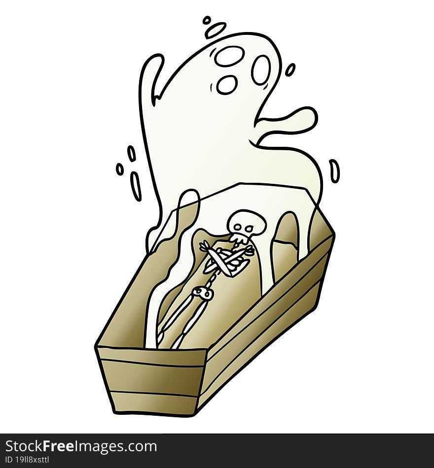 cartoon ghost and coffin. cartoon ghost and coffin