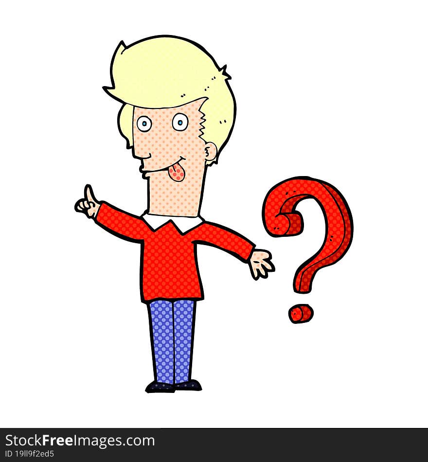 cartoon man with question