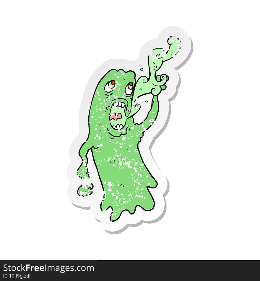 Retro Distressed Sticker Of A Cartoon Ghost