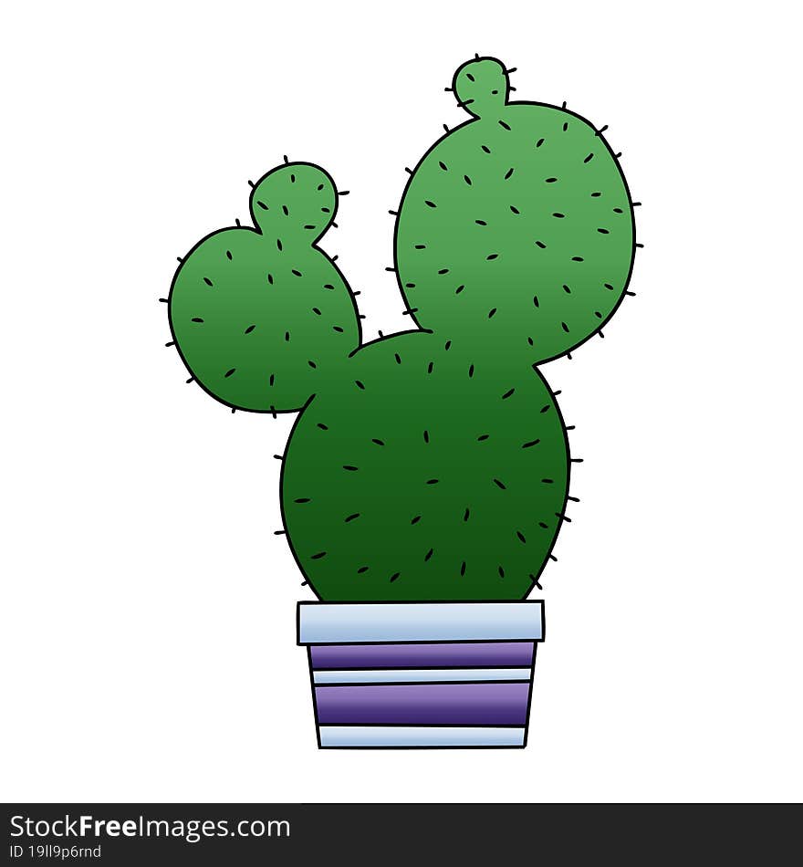 Quirky Gradient Shaded Cartoon Cactus