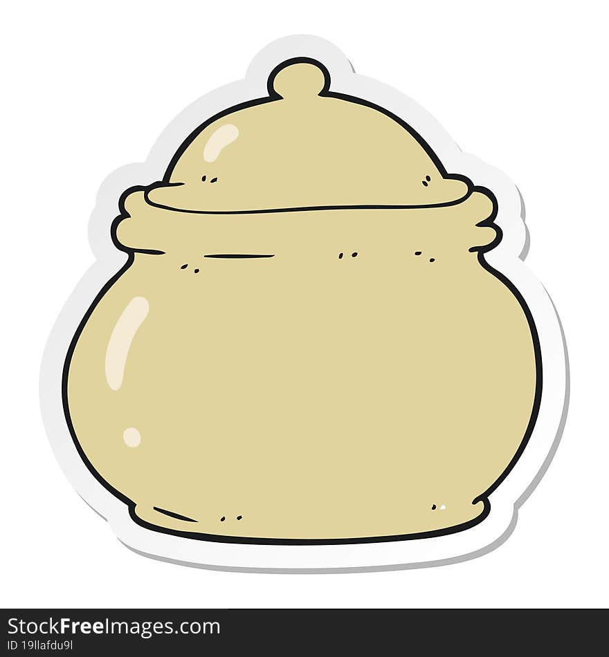 Sticker Of A Cartoon Old Style Ceramic Pot