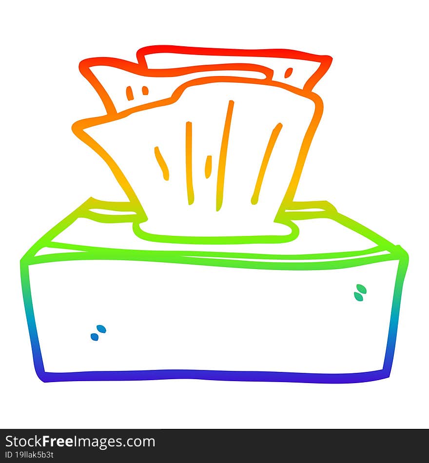 rainbow gradient line drawing cartoon box of tissues