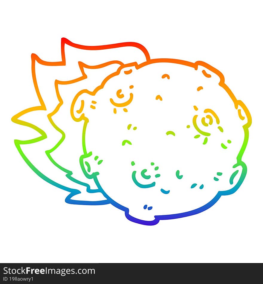 rainbow gradient line drawing cartoon asteroid