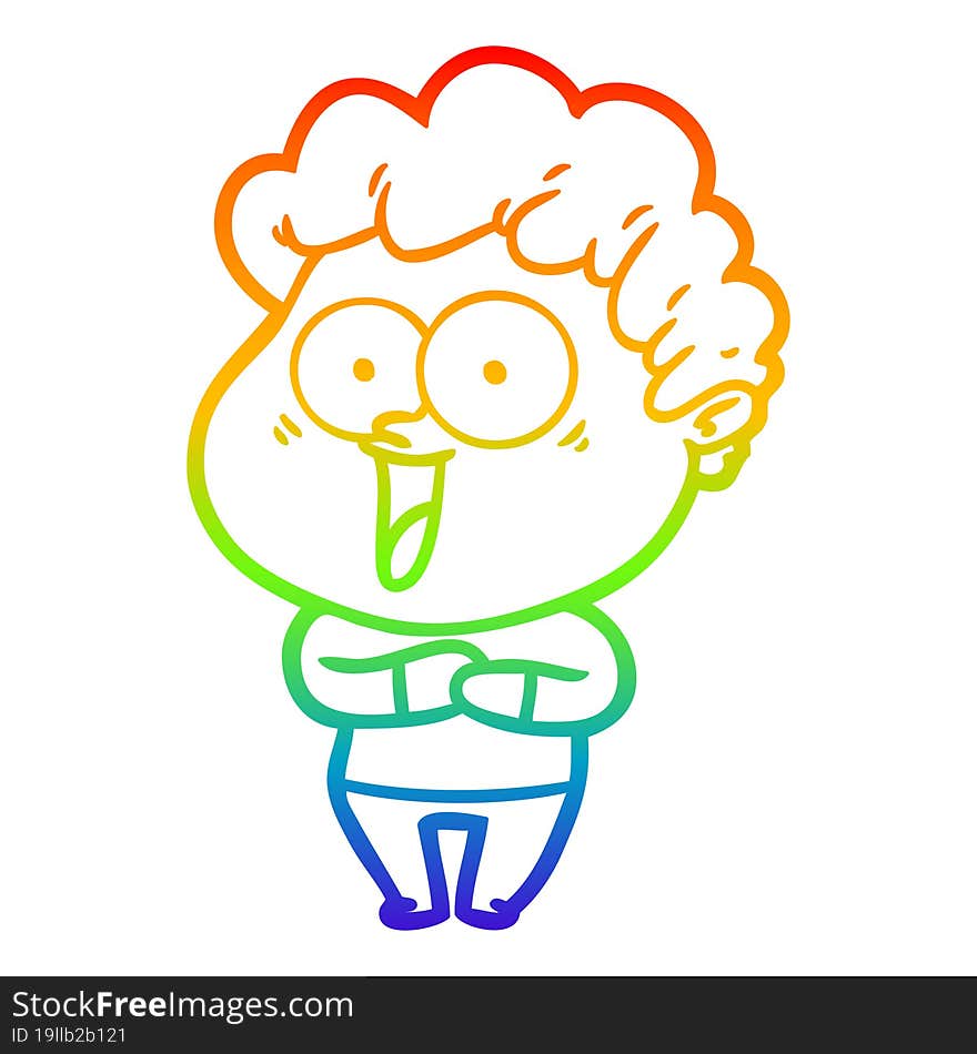 Rainbow Gradient Line Drawing Cartoon Happy Man