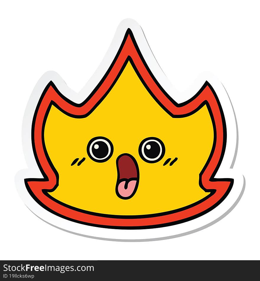 Sticker Of A Cute Cartoon Fire