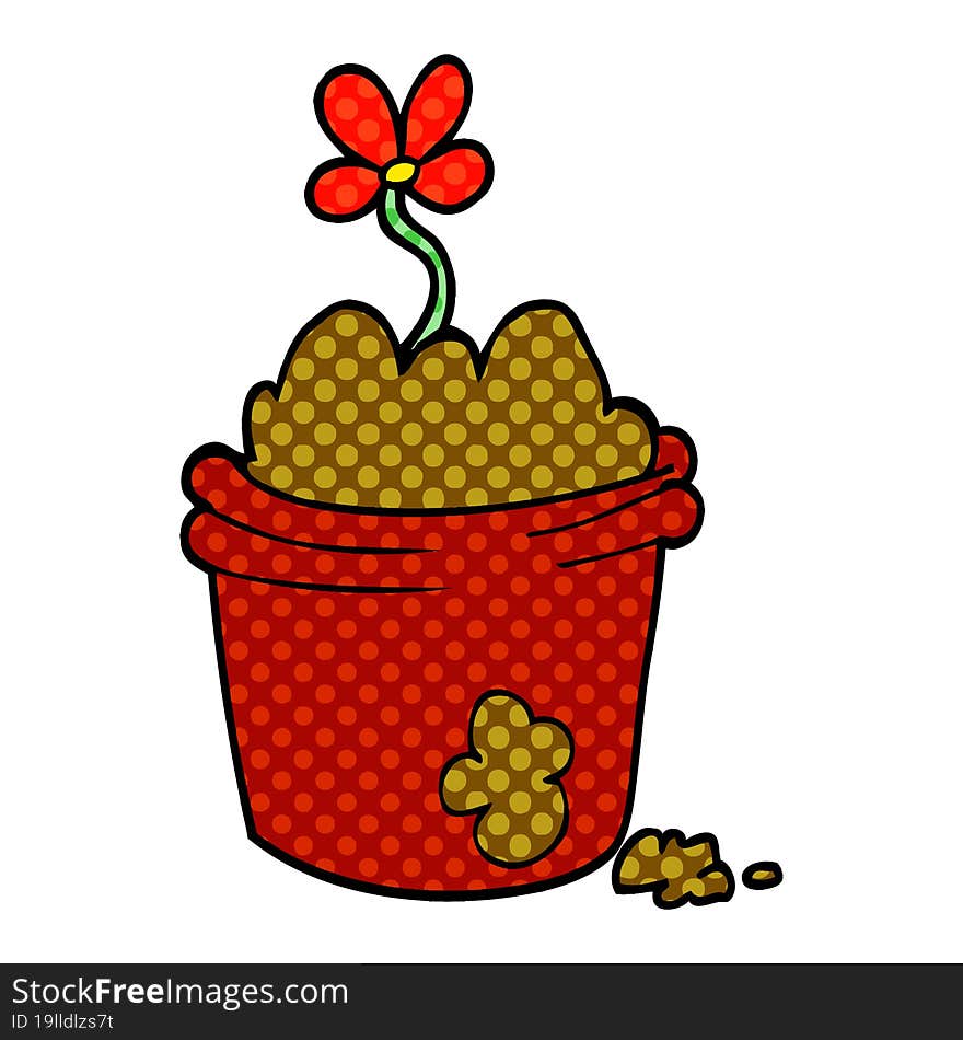 cartoon doodle flower pot