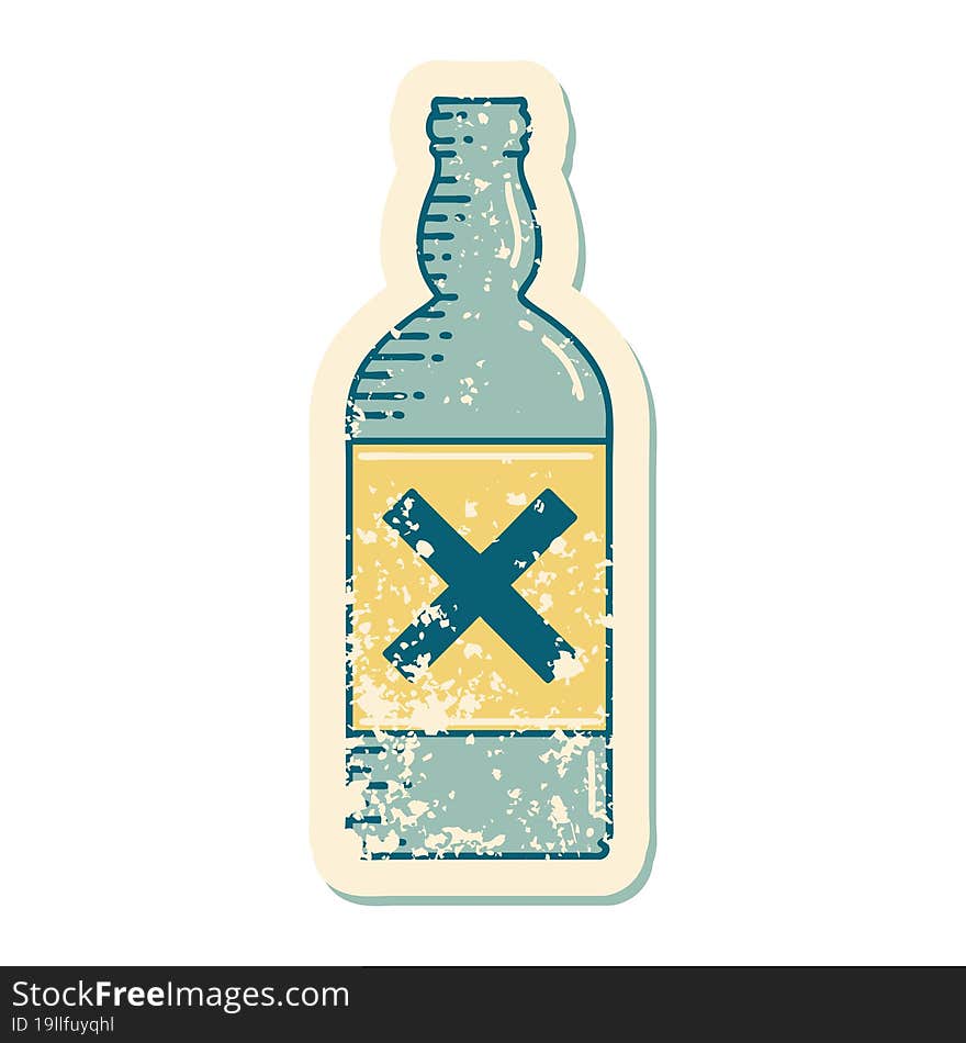 iconic distressed sticker tattoo style image of a bottle. iconic distressed sticker tattoo style image of a bottle