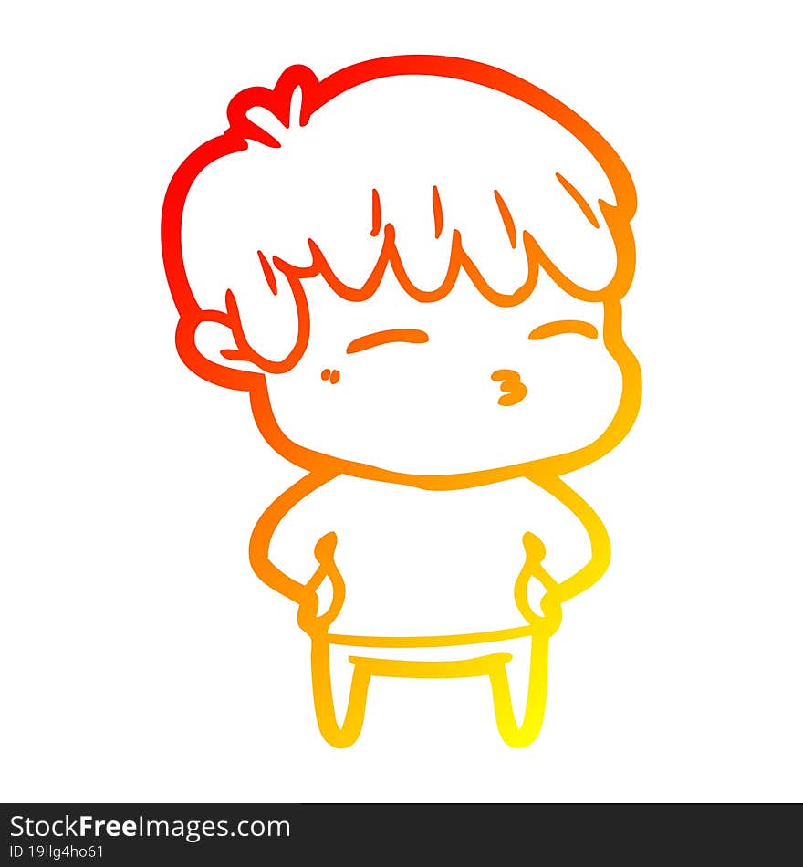 warm gradient line drawing cartoon curious boy