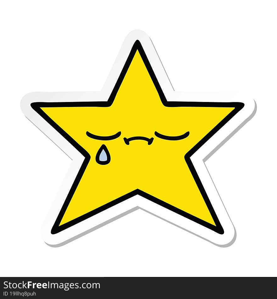 Sticker Of A Cute Cartoon Gold Star