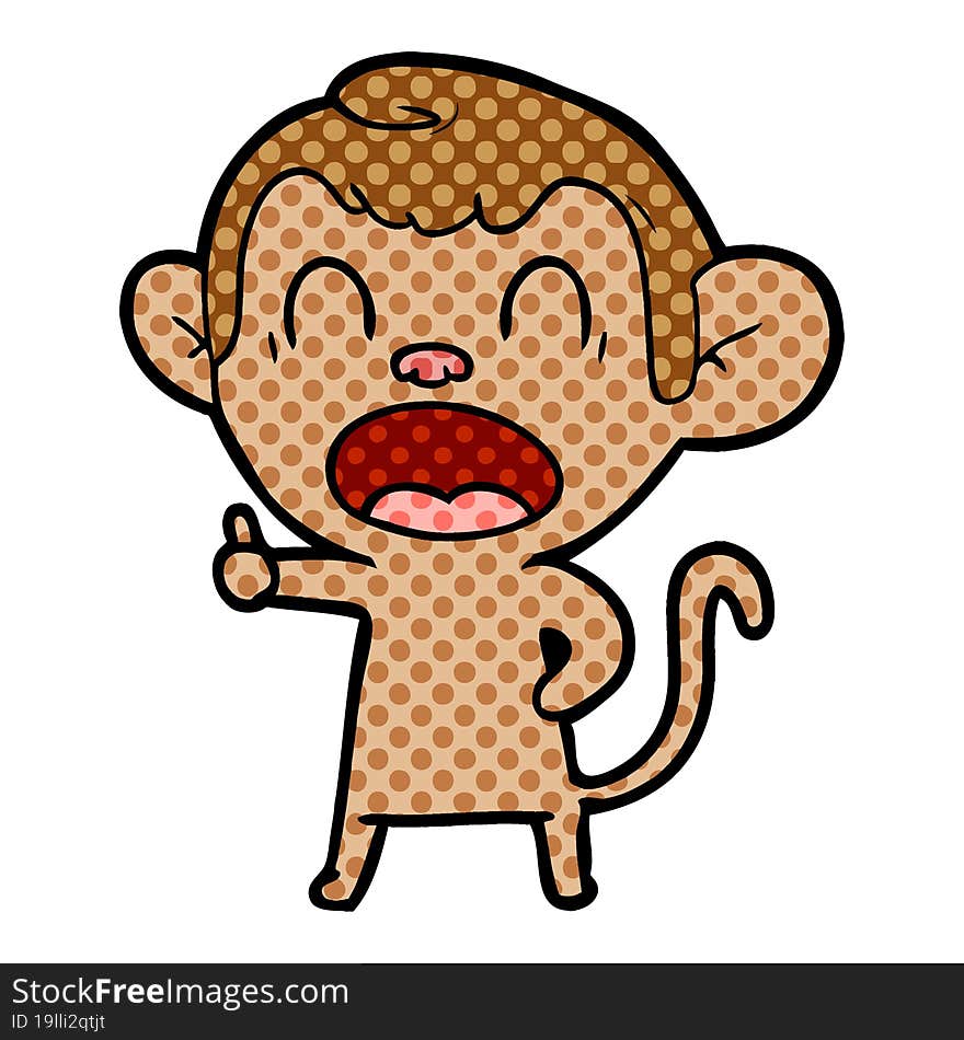 yawning cartoon monkey. yawning cartoon monkey