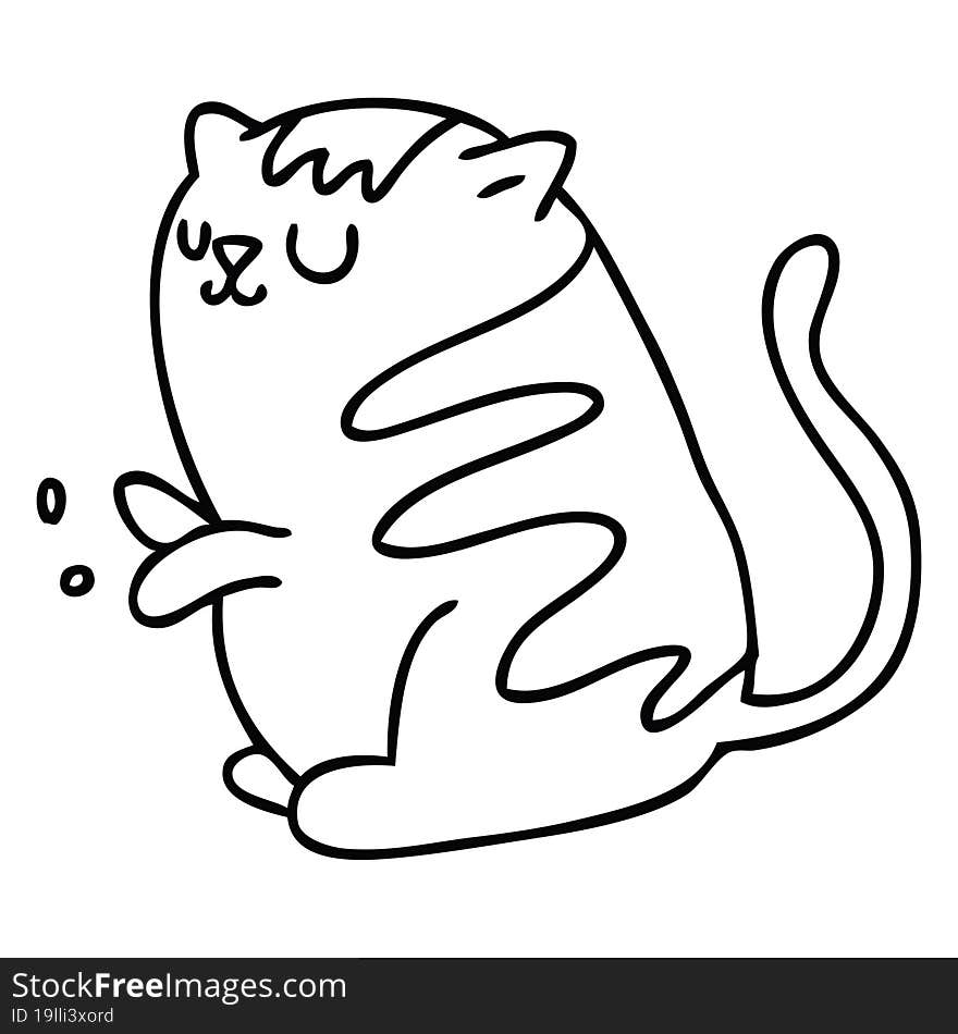 Quirky Line Drawing Cartoon Cat