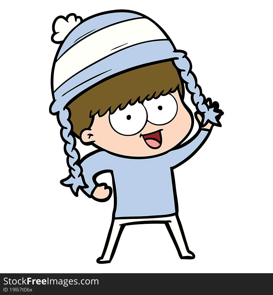 happy cartoon boy wearing hat. happy cartoon boy wearing hat