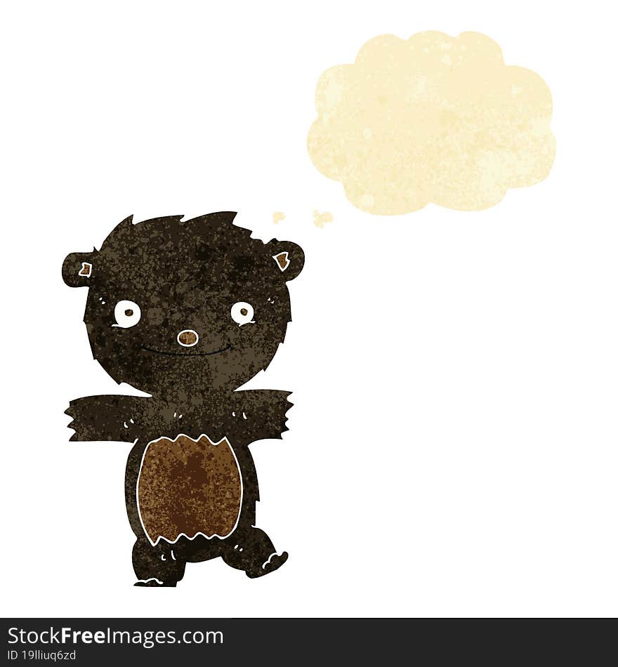 cartoon black bear cub with thought bubble