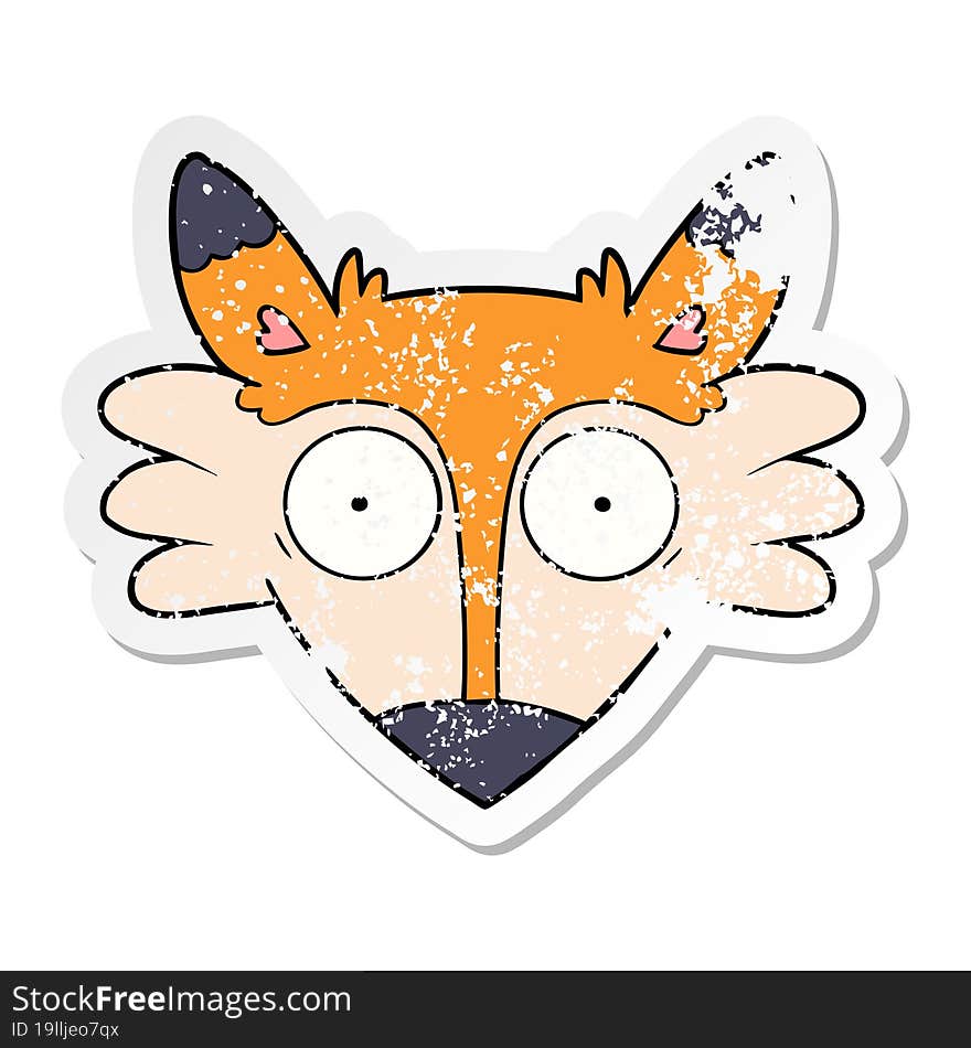 distressed sticker of a cartoon startled fox