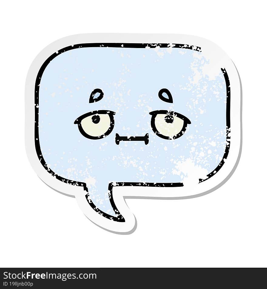 distressed sticker of a cute cartoon speech bubble