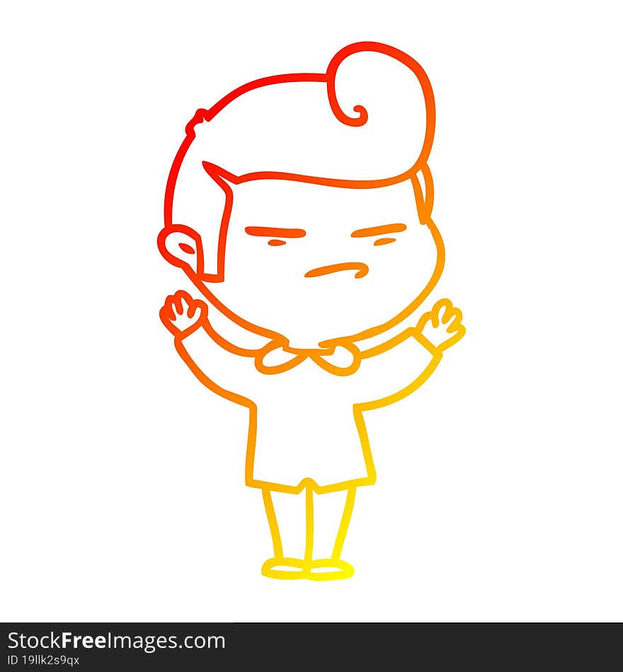 warm gradient line drawing cartoon cool guy with fashion hair cut