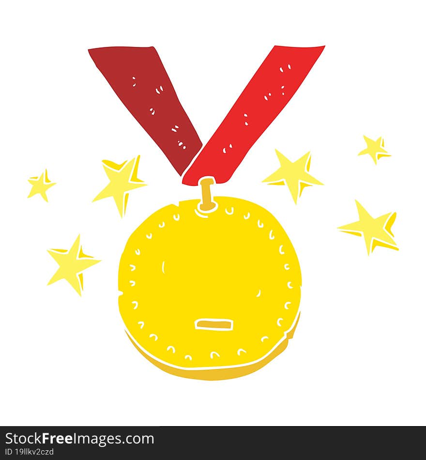 flat color illustration of sports medal. flat color illustration of sports medal