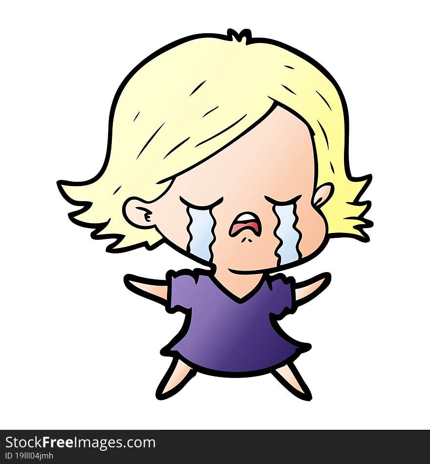 cartoon girl crying. cartoon girl crying