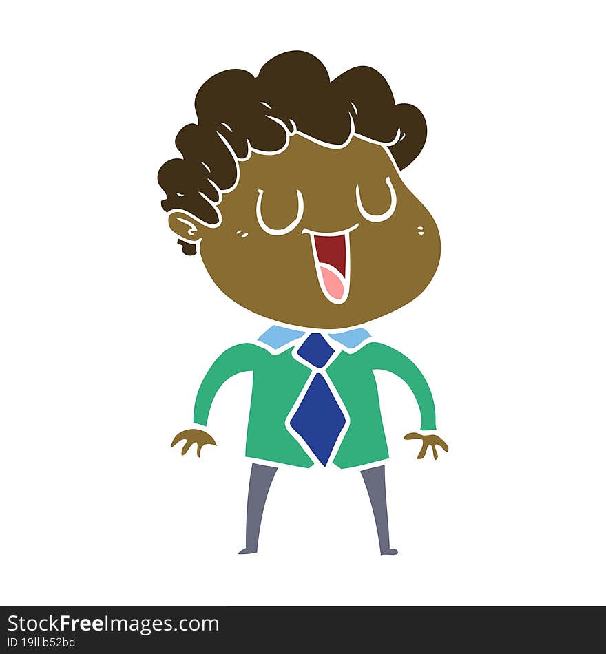 laughing flat color style cartoon man