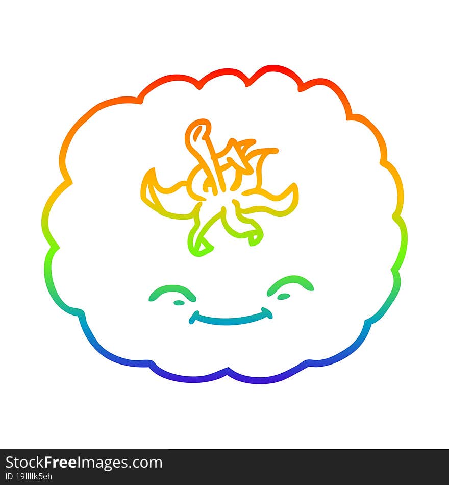 rainbow gradient line drawing of a cartoon tomato