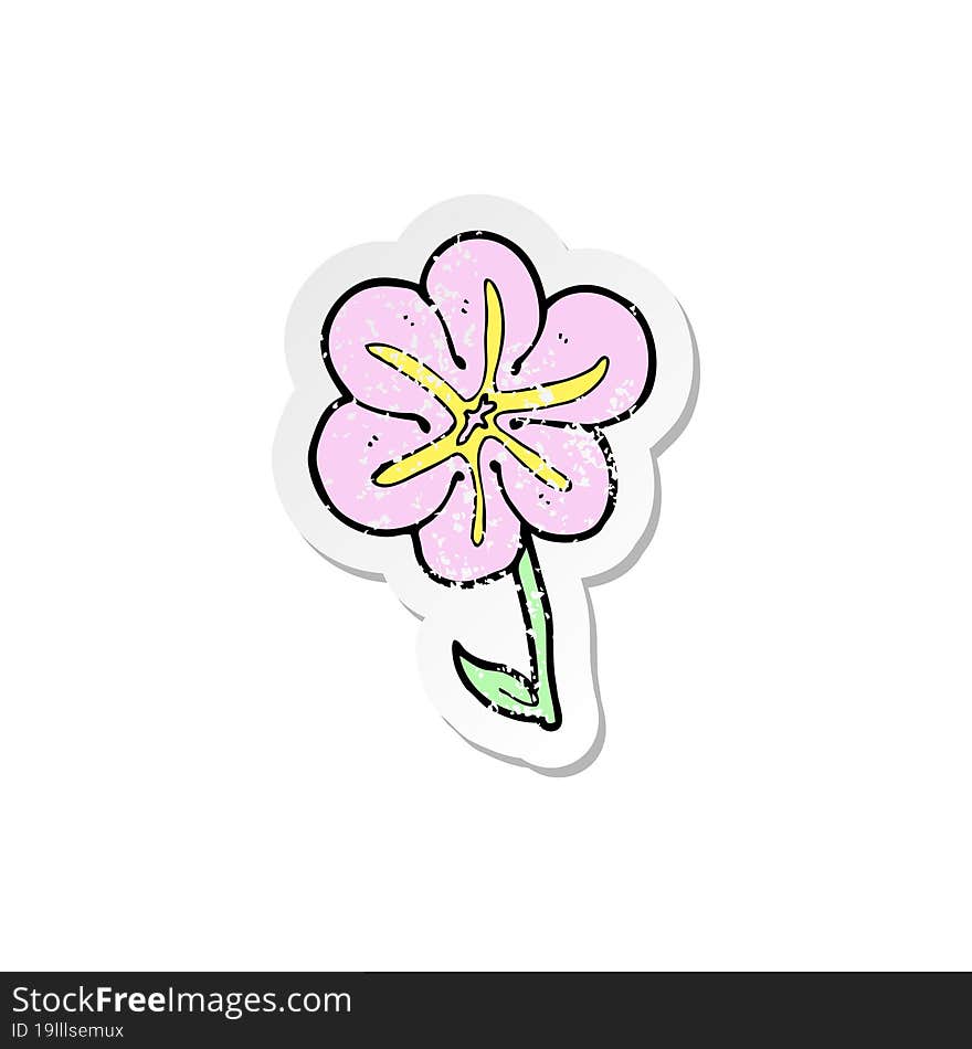 retro distressed sticker of a cartoon flower