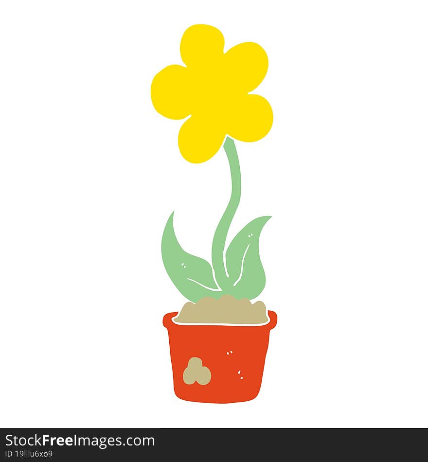 cute flat color style cartoon flower