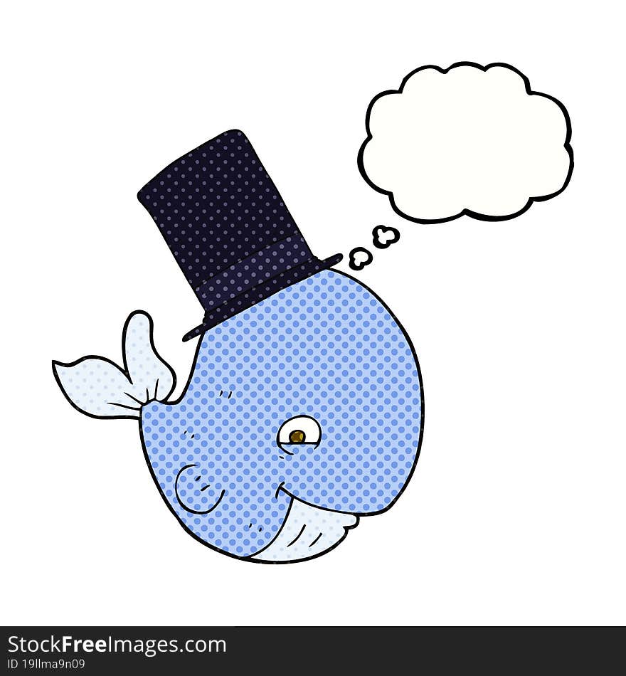 Thought Bubble Cartoon Whale In Top Hat