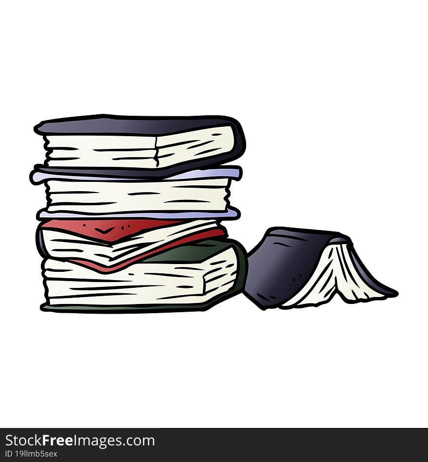 cartoon pile of books. cartoon pile of books