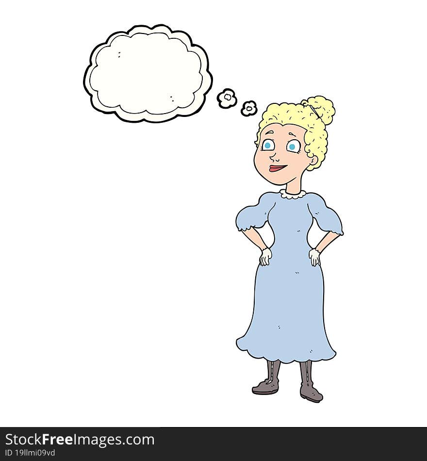 Thought Bubble Cartoon Victorian Woman In Dress