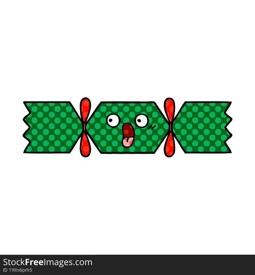 comic book style cartoon of a christmas cracker