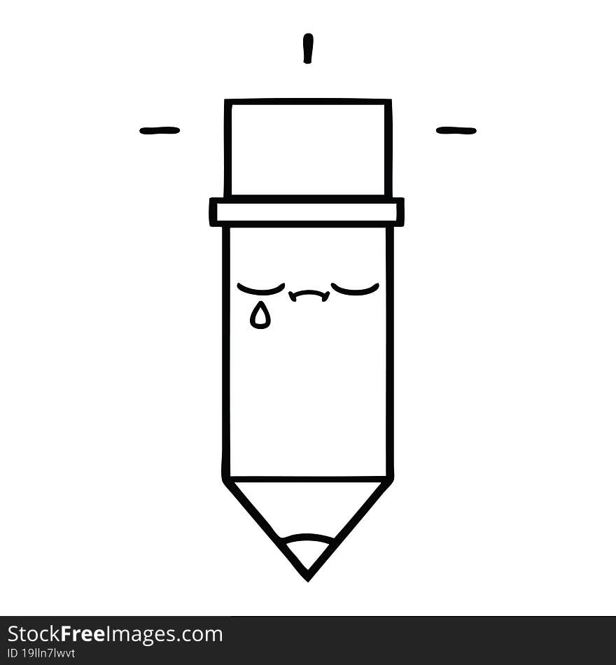 line drawing cartoon of a pencil. line drawing cartoon of a pencil