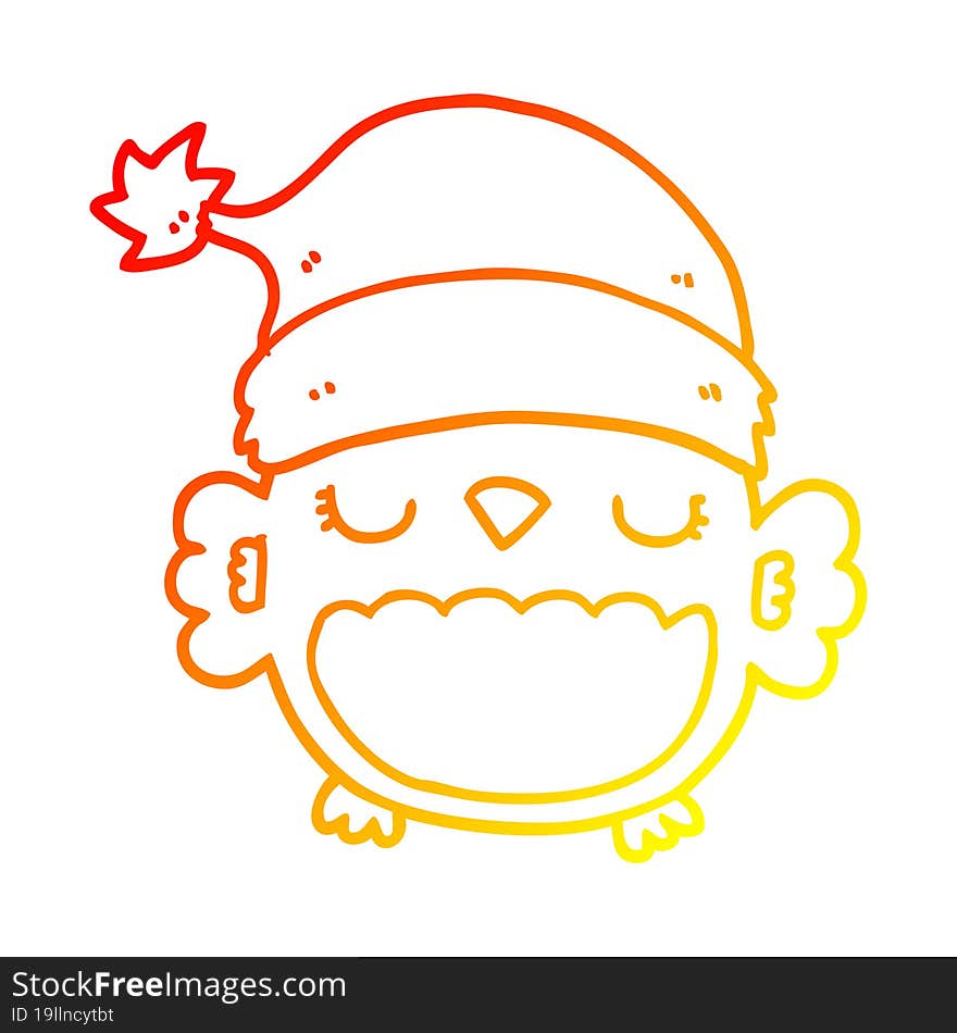 warm gradient line drawing cute christmas owl