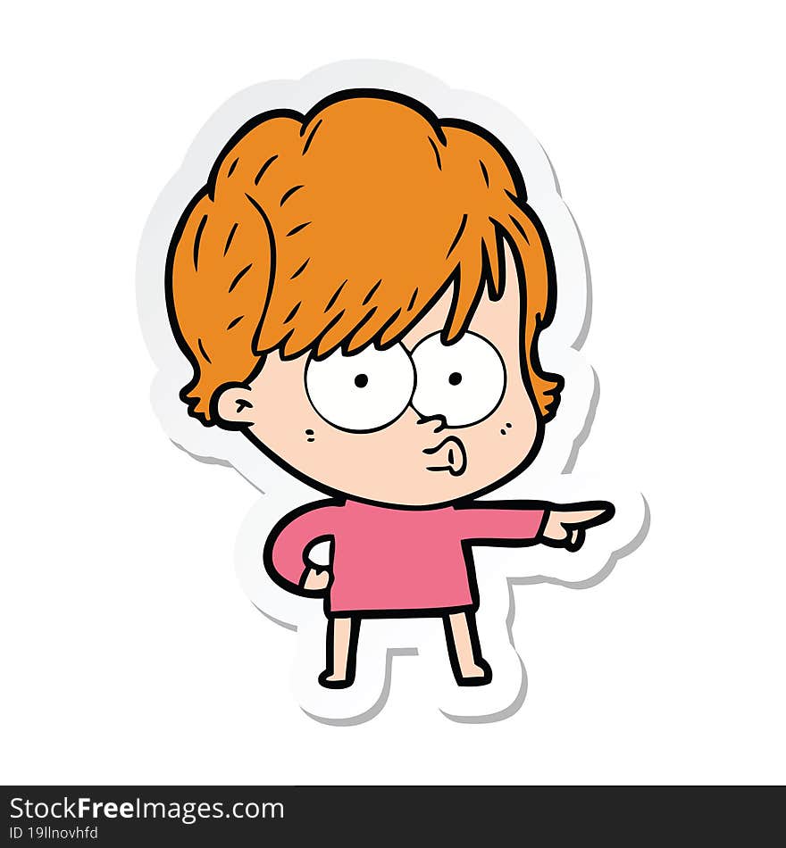 sticker of a cartoon woman