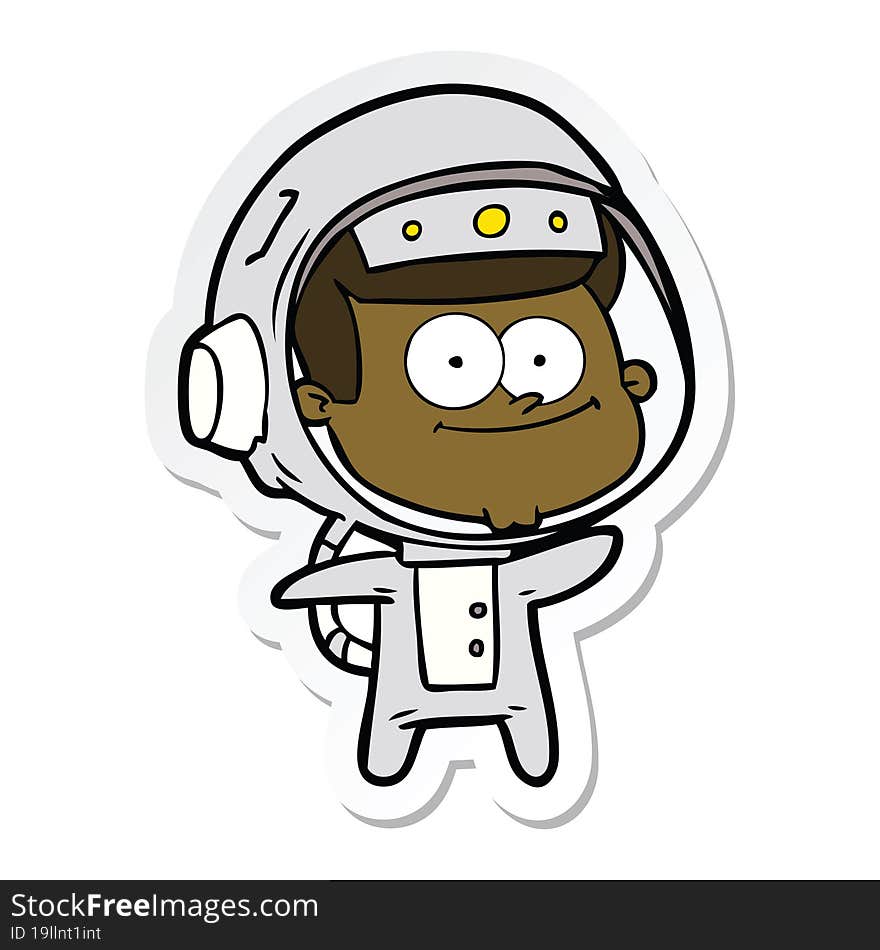 sticker of a happy astronaut cartoon