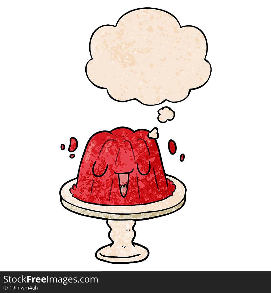 Cartoon Jelly And Thought Bubble In Grunge Texture Pattern Style