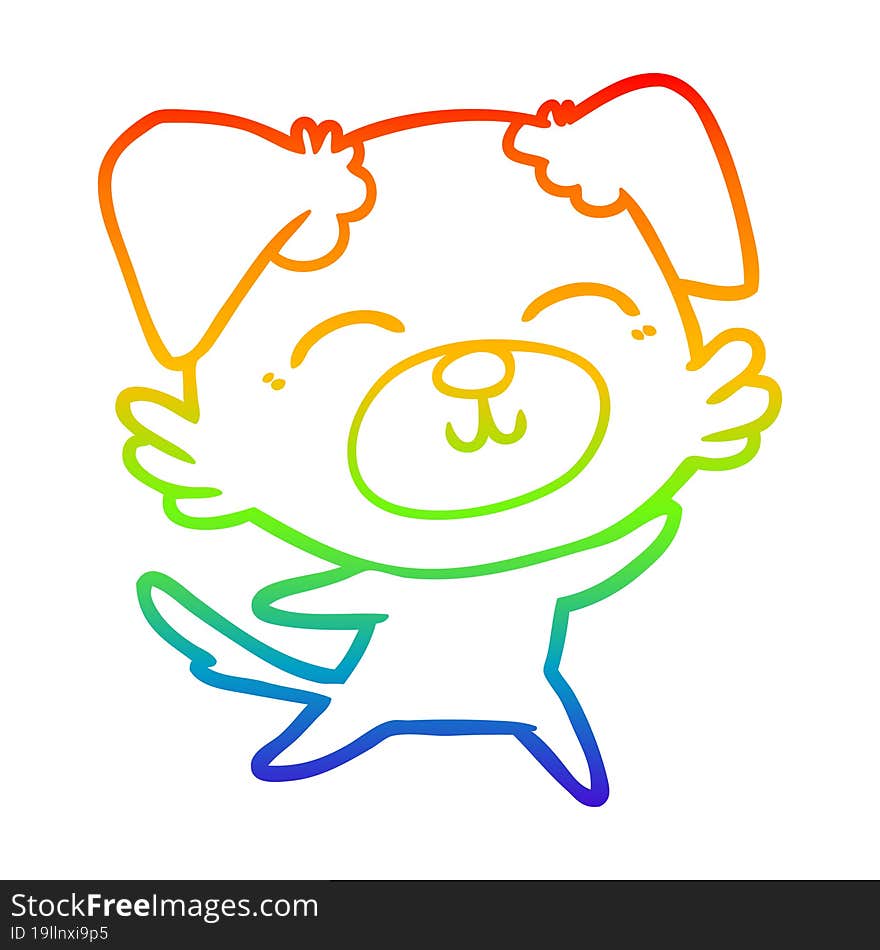 Rainbow Gradient Line Drawing Cartoon Dog