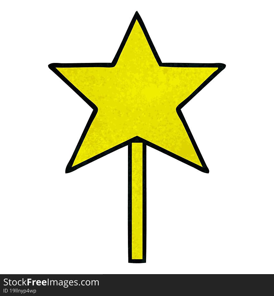 retro grunge texture cartoon of a star wand