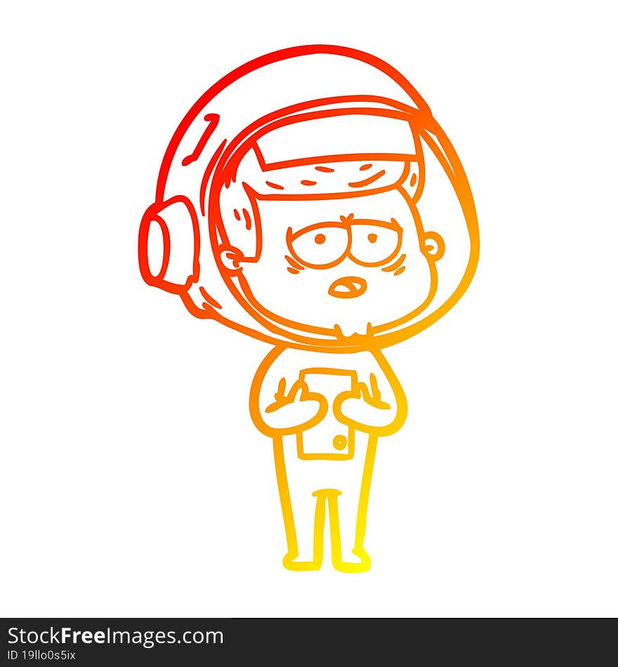 warm gradient line drawing cartoon tired astronaut