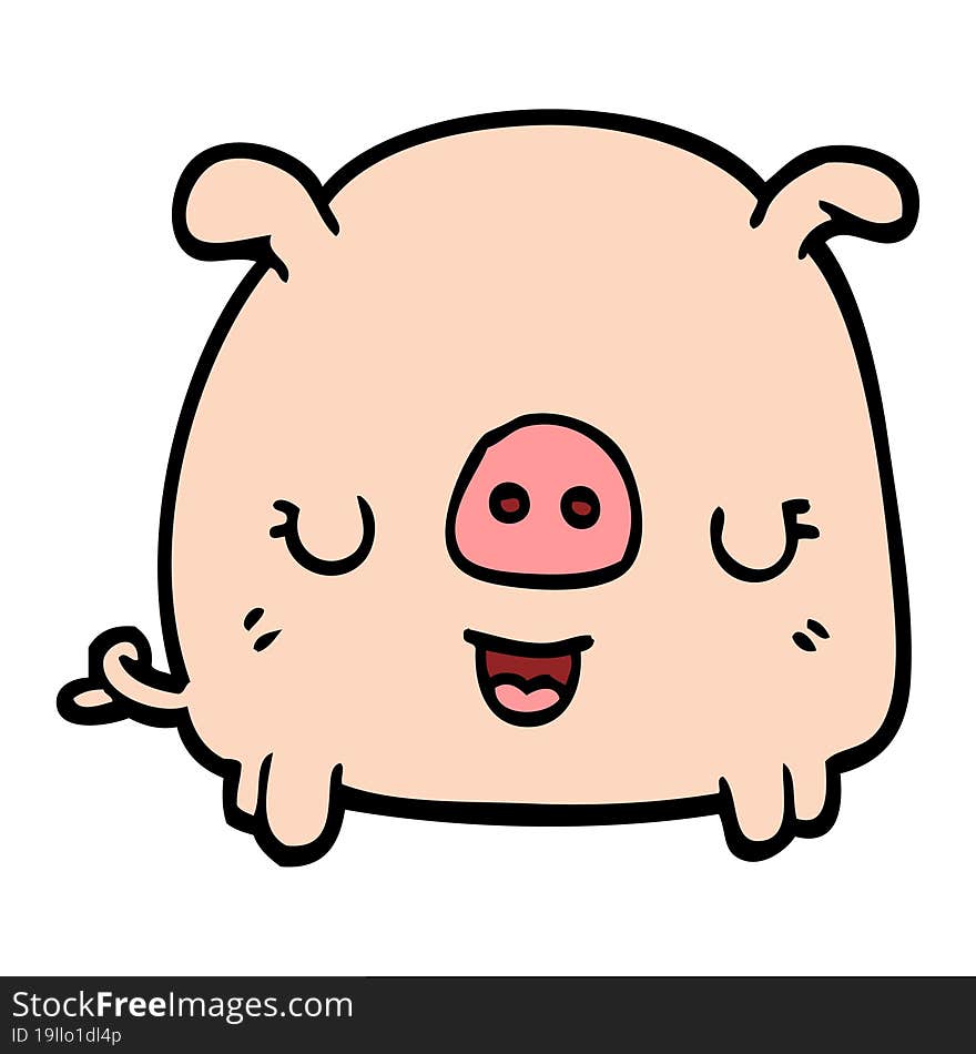 Hand Drawn Doodle Style Cartoon Pig