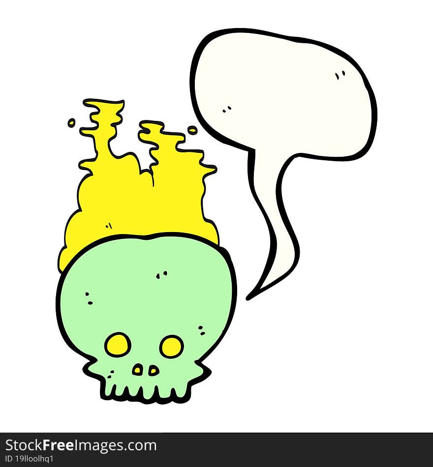 Speech Bubble Cartoon Steaming Skull