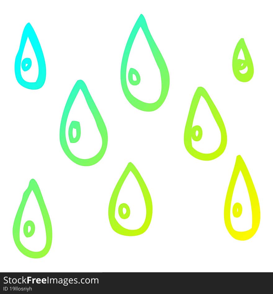 Cold Gradient Line Drawing Cartoon Raindrops