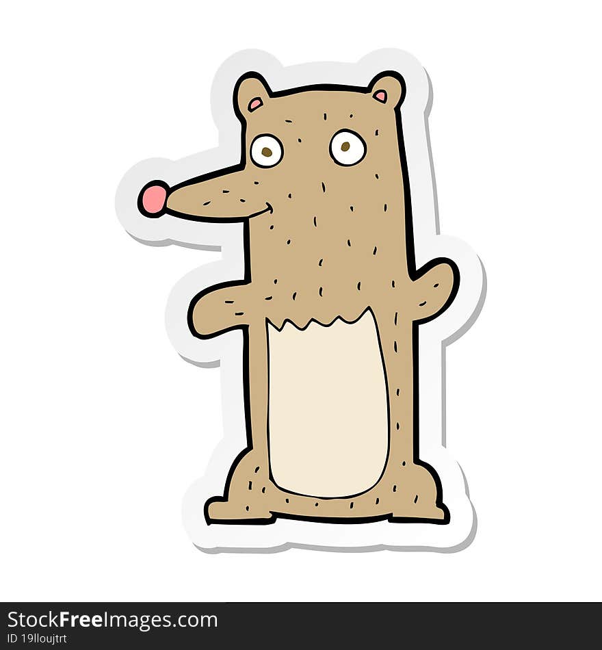 Sticker Of A Funny Cartoon Bear