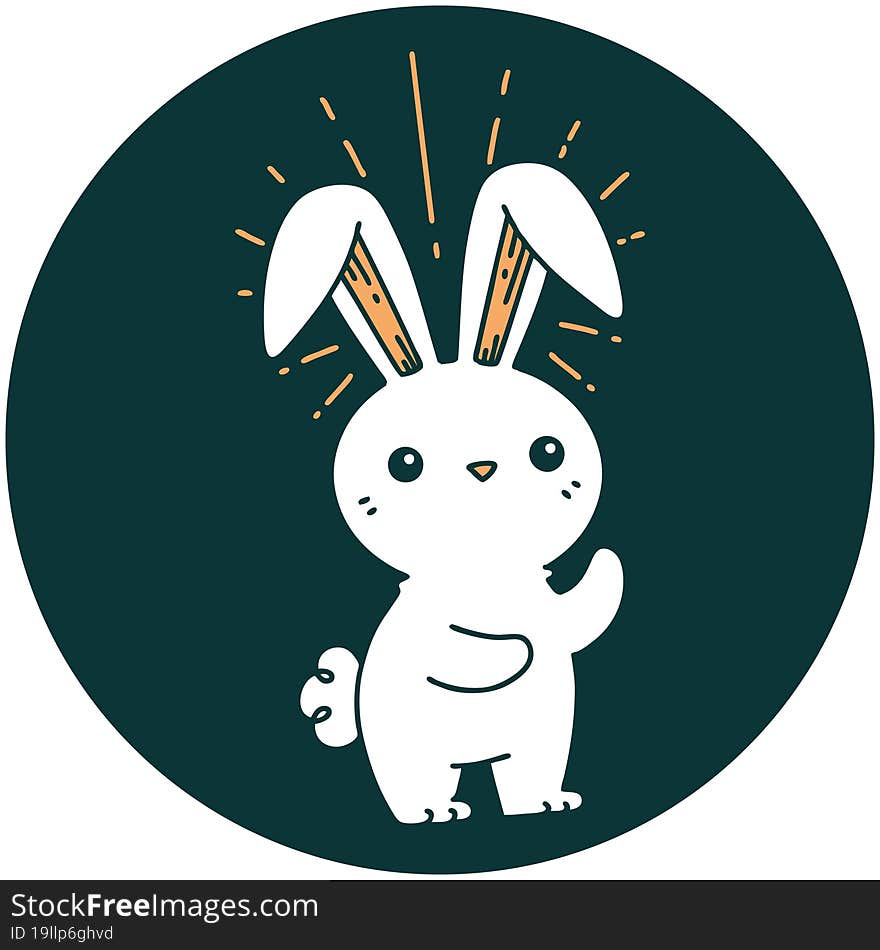 icon of a tattoo style cute bunny